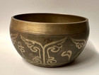 Vintage Tibetan Singing Bowl Brass Buddha Carved Meditation Sound Ritual Bowl