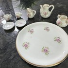 Vintage Miniature Porcelain Tea Set With Gold Trim And Rose Motif 8 Pieces