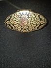 Stratton Lipview Red Enamel Gold Overlay Floral Lipstick Holder Mirror England