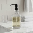 Square Glass Pump Bottle Refillable Glass Soap Dispenser Large Capacity 18oz