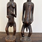 Vtg African Tribal Statues Luba Wood Figures Male Female Fertility Hand Carved