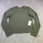 Free Fly Womens Ribbed Bamboo Long Sleeve Top Smokey Olive Size S Nwt
