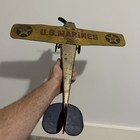 Vintage 1920s Girard Pressed Steel Us Marines Toy Airplane Wind Up Works