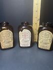 3 Vintage  Tobacco Scotch   Rappee Snuff Amber Bottles Levi Garrett   Sons