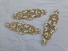 3 Diy Applique Parts Gold Clear Rhinestone Pearl Diy Trim