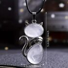 Natural Amethyst Crystal Stone Cat Necklace Pendant Healing Stone Gemstone Gift