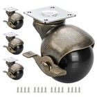 Casters Set Of 4 Antique Brass Casters With Brake 2 Inch Ball Castor Wheels For