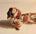 Vintage 8 Inch Resin Red white black Dachshund Figurine Numbered 7733 Unbranded