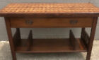 Antique Console Table Kitchen Island Marquetry Walnut Wood Inlaid Folk Art Top