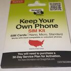 Straight Talk Nano Micro Standard Sim Card For  Verizon Byop Kit Straight Talk
