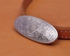 10pcs Silver Plated Western Engraved Floral Leathercraft Oval Conchos Screwback