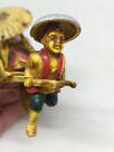 Vtg Celluloid Rickshaw Japanese Boy Geisha Girl Figure Painted 1930 s Read