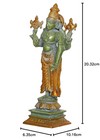 Brass Hindu God Lord Vishnu Narayan Statue Idol Sculpture Figurine
