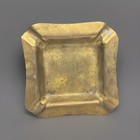 Vintage Solid Brass Square Ashtray cigar Trinket Dish Heavy 6 x6    Unrefurbished