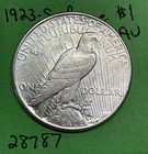 1923-s Peace Silver Dollar  1 Au About Uncirculated Us Coin