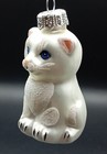 A322 Glass  White Sitting Cat Kitten Animal Bauble Christmas Tree Ornament