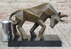 Hand Made Abstract Bull Modern Artwork By Fransisci Bronze Sculpture Decorative