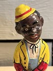 Vintage Americana Gentleman Holding A Chicken Cast Iron  Coin Piggy Bank