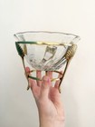 Vintage Clear Glass Bowl   Ornate Brass Sea Shell      Pedestal Stand India