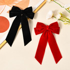 2pcs Velvet Hair Bows Hair Ribbon Clips Black Red Big Fall Alligator Clips Hair