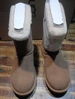 Womens Ugg Short Bailey Mixed Bow Chestnut Suede Sheepskin Boots Sz 10 0 New Box