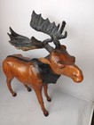 Vintage Handmade Brown  Leather Moose 14  X 15  Inch Figurine Figure