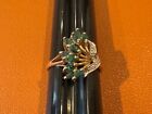 Vintage 10k Yellow Gold Ring W  Green   Clear Stones Or Crystals Size 8 25