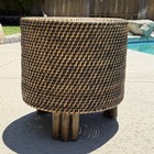Vintage Wicker Stool Side Table