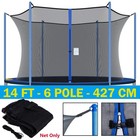 14ft Frame 6 Pole Round Trampoline Enclosure Net Fence Replacement Safety Mesh