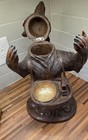 Standing Black Forest Bear Humidor With Ashtray  Swiss Woodcarving