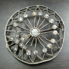 Beautiful Antique 19th Century French 800 Silver   Rock Crystal Filigree Brooch