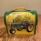 Vtg  John Deere Tractor   Tin Metal  Yellow Lunch Box  By Tin Box Company