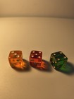 Vintage Translucent Dice Green Apple   Red And Orange Small Gems