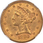1880  5 Liberty Gold  Ngc Ms-61  Original   Clean For The Assigned Grade 