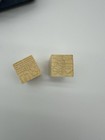 Vintage Chinese Carved Seal Stamp Pair In Blue Suede Box     Cream Color Stone