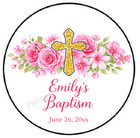 Baptism Girl Pink Personalized Custom Envelope Seals Labels Stickers Party Favor
