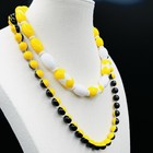 Vintage Lucite Necklace Yellow White Black Chevron Mod Retro Statement Set 1960s