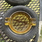 2 Vintage Firestone Tire Ashtrays Amber Glass 1934 Century Of Progress Chicago