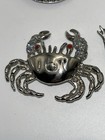 Estate Silver Tone Pewter Jewelry Brooch Pin Frog Crab Rhinestone Vintage Lot 4