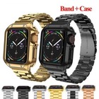 For Apple Watch Series 7 6 5 4 3 2 1 38-45mm Metal Watch Band Strap tpu Case