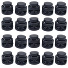 20pcs Black Paracord Cord Lock Clamp 2 Hole Toggle Clip Stopper Accessories Us
