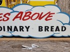 Vintage Kerns Bread Porcelain Sign Old Bakery Diecut Advertising Food Store Loaf