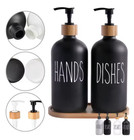 500ml Refillable Soap Dispenser Set With Bamboo Tray     Kitchen   Bath Use