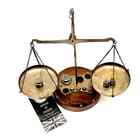 Antique Design Brass Double Arm Apothecary Balance Scales With 8 Weights 23 Cm