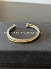 David Yurman Crossover Bangle Bracelet Sterling Silver 18k Yellow Gold 7 Inches