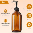 Amber Glass Soap Dispenser 8oz  3 Pack With Leak-proof Pump  Refillable Small