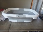 Foldable Baby Bath Tub White gray W  Newborn Cushion Insert  Drain Plug  Star