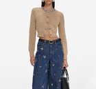 Women Self-portrait Round Neck Rhinestone Cardigan Top