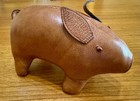 Vtg Leather Stuffed Plush Pig Omersa Style