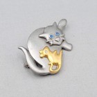 Jj Cat Mouse Brooch Pin Silver Tone Blue Rhinestone Pewter 1 5 Inch Signed